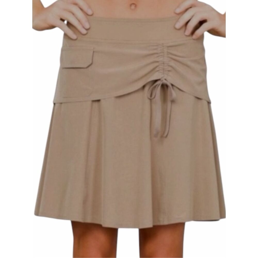 ATHLETA Wherever Skort Khaki Ruched Golf Tennis Skirt Size 6 Style #219056